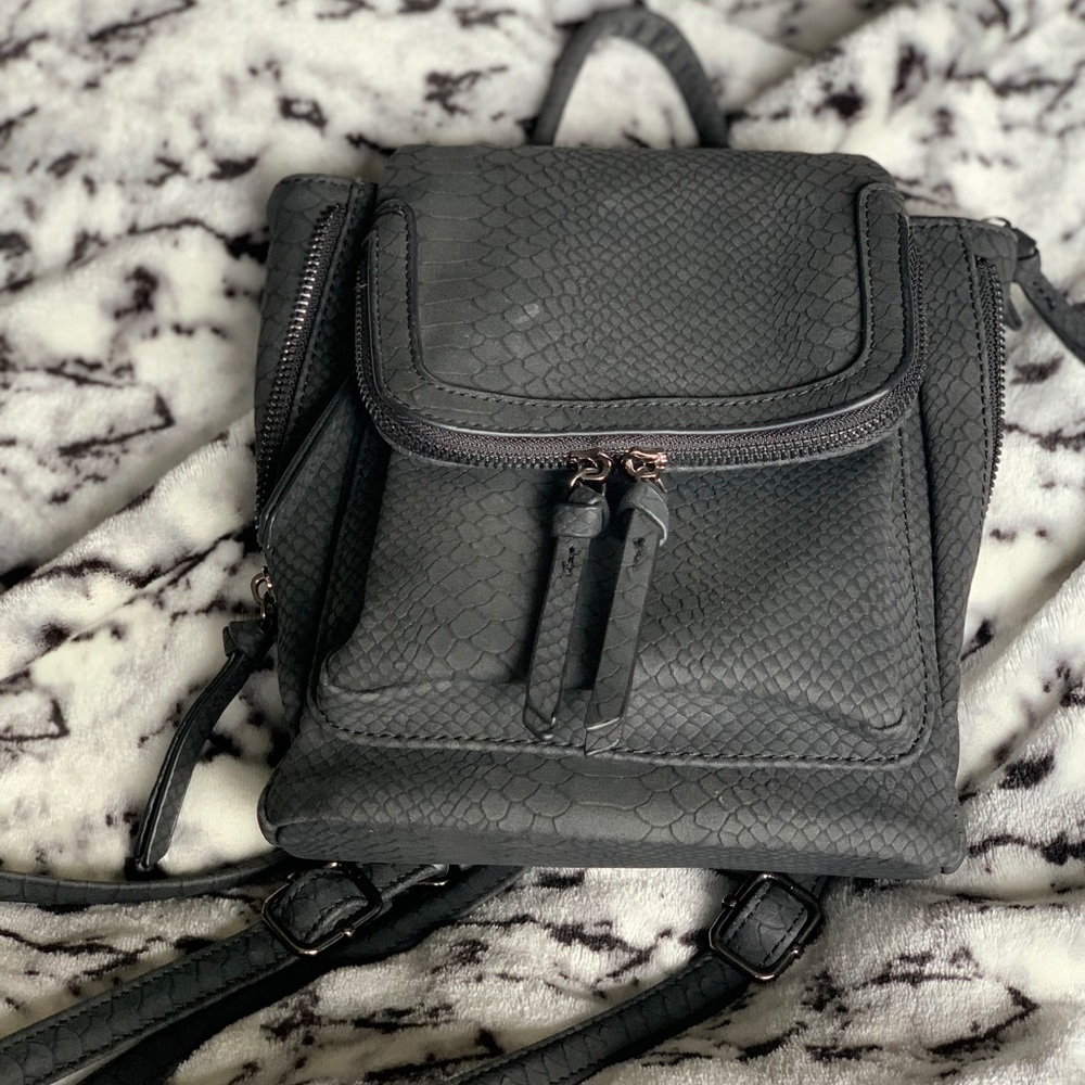 Black embossed snakeskin mini backpack from target